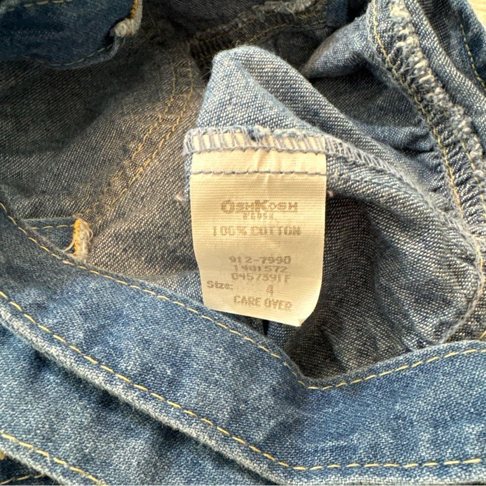 Vtg OshKosh B'gosh Girls Vestbak Denim Jean Jumper Dress Bib Overalls Sz 4 USA - Picture 5 of 6